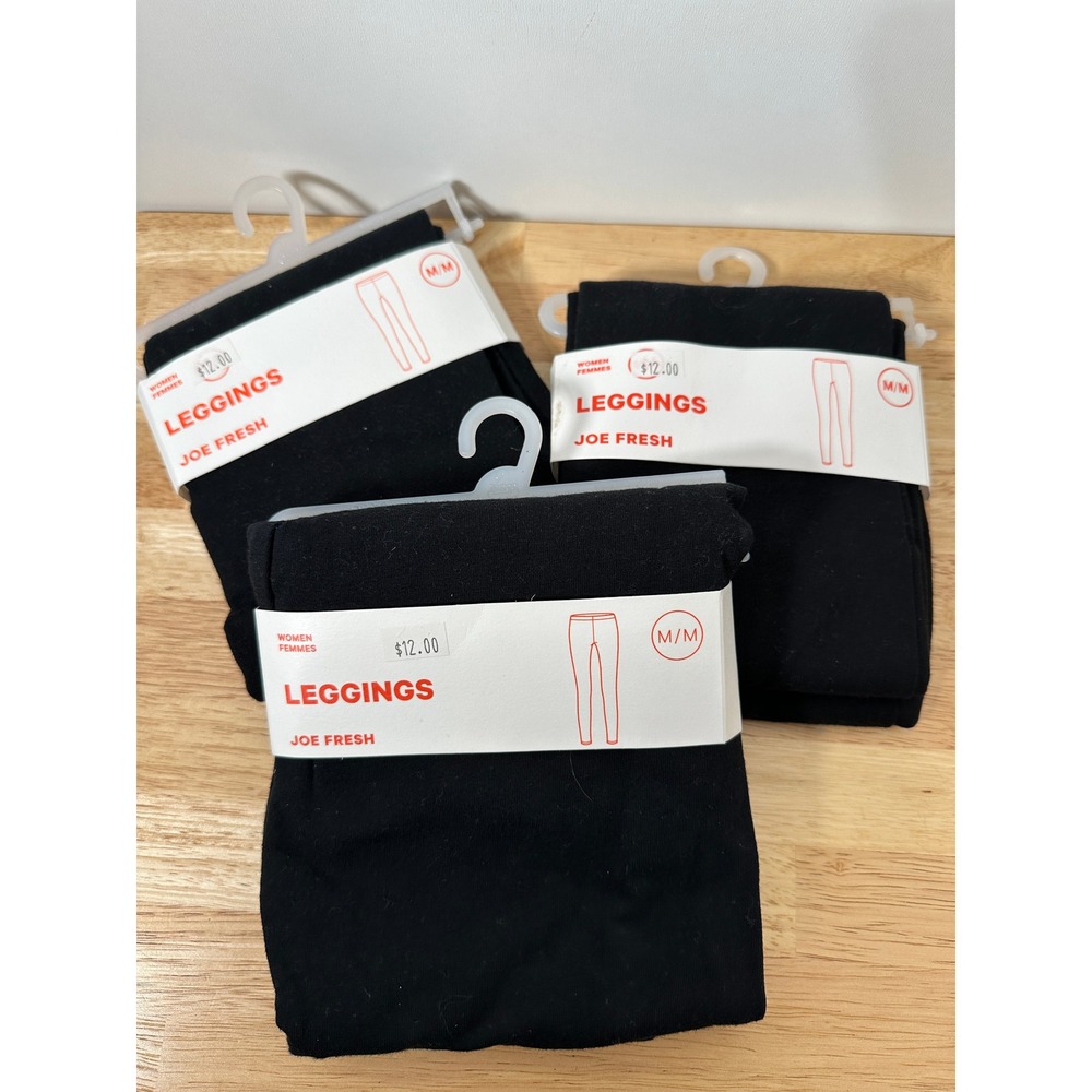 Joe Fresh Black Solid Cotton Spandex Leggings Lot of 3 Basic Casual Size Medium